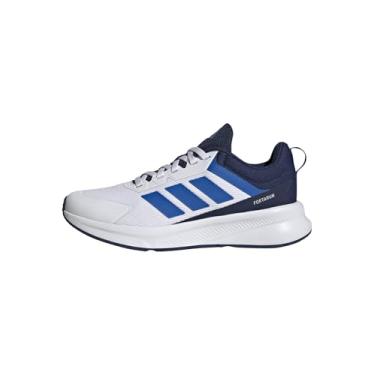 Imagem de adidas Tênis infantil unissex Fortarun 4.0, Branco/azul royal brilhante/azul escuro, 13 Little Kid