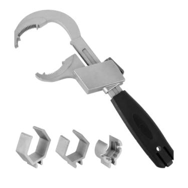 Imagem de 1 chave de tubo de liga de alumínio ajustável, chave multifuncional para pia e banheiro, cabeças grandes ajustáveis de extremidade dupla para reparo de tubulação de água