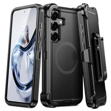 Imagem de DUEDUE Capa para Samsung Galaxy S25 Plus/S24 Plus com clipe de cinto, capa magnética resistente para Samsung S25 Plus/S24 Plus [compatível com Magsafe], capa de celular robusta com suporte, preta