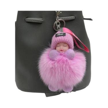Imagem de Chaveiro De Pelúcia De Bebê Dormindo Com Pompom Fofo Para Mulheres E M