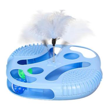 Imagem de Trilho de Bola para Gatos | Com Penas Para Brinquedo Pista Felina | Jogo Interativo Para Gatinhos | Destinado A Alívio Do Tédio, Exercício, Entretenimento, Enriquecimento E Treino Diário Em Casa