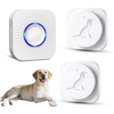 Imagem de Campainha de porta de cachorro para treinamento de penico, campainha inteligente sem fio para sair, 1000 metros de longo alcance com botão de toque super leve IP65 à prova d'água, 60 melodias e volume
