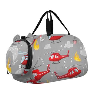 Imagem de Pink Pumpkins Bolsas de viagem de Halloween para meninas, bolsas noturnas, bolsa de mão para meninos, bolsa esportiva de dança, Helicópteros vermelhos cinza fogo, Clássico