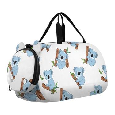 Imagem de Bolsa de mão laranja abóboras amarelas girassóis para meninos, bolsa de viagem com compartimento para sapatos, Lindos ursos coalas azuis brancos, Clássico