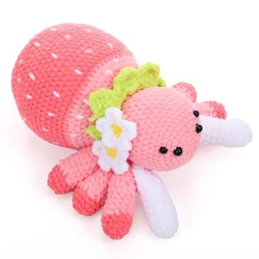 Imagem de Blulu Dia dos Namorados Aranha de crochê rosa feita à mão linda aranha de morango de crochê Dia dos Namorados Presente delicado para namoradas, esposas, amigas, mães, filhas, irmãs, colegas