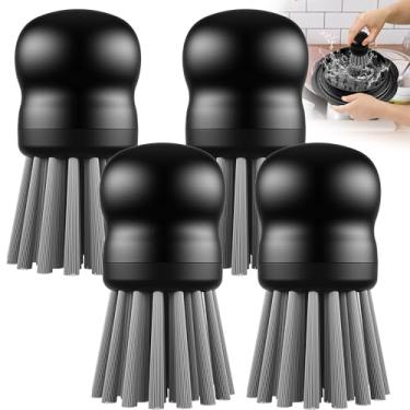 Imagem de Mini escova de pratos para limpeza de triturador de frango, escova de palma com aderência ergonômica, escova de cozinha para lavar pratos, panelas, pia (4, preto)