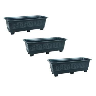 Imagem de Kit 3 Vasos Jardineiras Floreiras de Plástico Resistente, Preto, 45cm de Comprimento, 6 Litros, com Pés e Design Decorativo, Ideal para Plantas, Mini Hortas e Ervas (3)