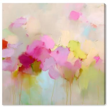 Imagem de Arte de parede para sala de estar com impressão em tela Pink and Chartreuse II da Art Remedy, Gallery Wrapped, 20 x 20