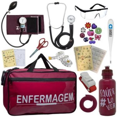 Imagem de Kit Enfermagem Academico Aparelho Pressao Estetoscópio Bolsa Multi P.A