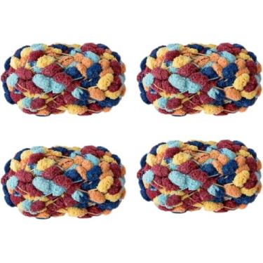Imagem de Jelly Bean Pom Bomb Yarn - 150 g/novelo de poliéster super volumoso - 4 bolas Pomp-A-Doodle fio para crochê tricô artesanato tapete pet ninho 600 g (4, Port Breeze)