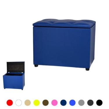Imagem de Promoção Puff Baú Retangular Espaçoso Moderno - Realizar, Azul Corino