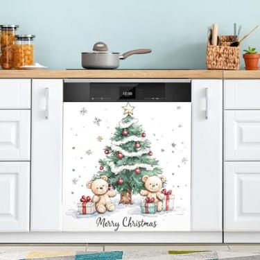 Imagem de xigua Linda capa magnética para lava-louças, árvore de Natal, adesivos magnéticos decorativos antiarranhões para painel de geladeira e lava-louças, decoração personalizada de cozinha doméstica 58 x 66
