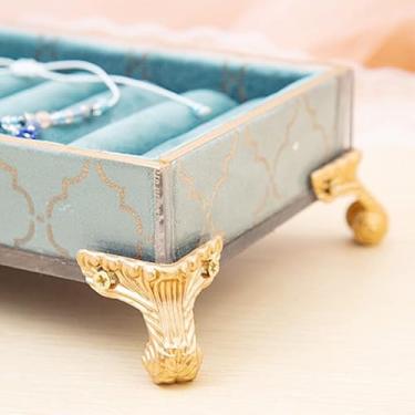 Imagem de ZJchao Exquisite Moda Pavão Azul Jóias Expositor Rack Titular para Casa e Loja Decoração Material de Tecido Resina (Bandeja de anel)