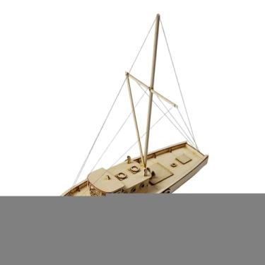 Imagem de Dynwave Kit de barco à vela de madeira em escala 1/30 para montar, acessório divertido para decoração de mesa, quebra-cabeça 3D de de madeira para