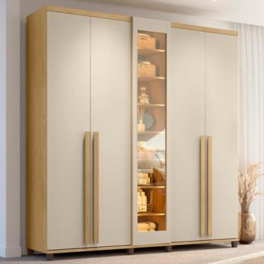Imagem de Guarda-Roupa Casal 5 Portas com LED e Vidro Reflecta 3 Gavetas Áustria