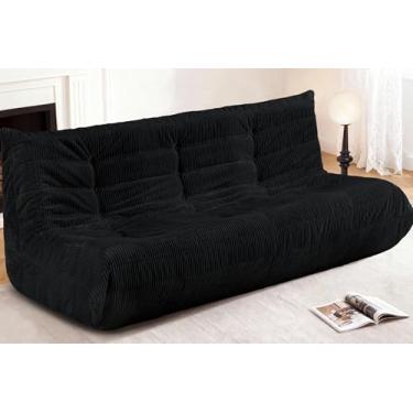 Imagem de Cansunna Cadeira de pufe gigante, poltrona gigante para adultos, confortável e grande, sofá preguiçoso, espreguiçadeira de veludo cotelê com espuma de memória, sofá de chão para casa, sala de estar