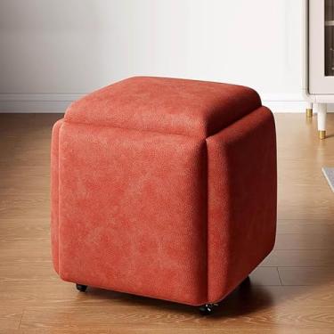 Imagem de Cubo De Assento 5 Em 1 Com Rodízios Giratórios Sofá Empilhável Cadeira Banqueta Otomano De Aninhamento Banqueta Móvel Para Sala De Estar Quarto, E, 45x45cm(18x18inch)
