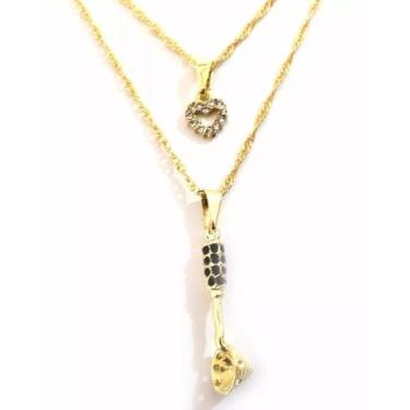 Imagem de Colar Cordão Duplo Cozinheira Concha Folheado A Ouro 18k - Milena Folh