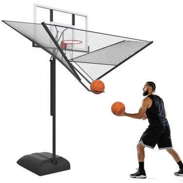 Imagem de GADFISH Treinador de basquete atualizado com acessório de retorno de rede, retorno de bola de basquete resistente para cesta de basquete serve para aro de basquete de 45,7 cm para ambientes externos e