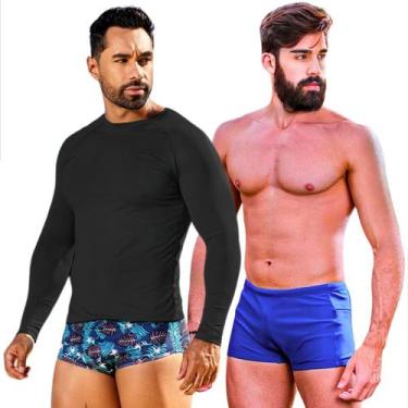 Imagem de Kit Camisa Térmica Com Sunga Boxer Zíper Lateral e Bolso Proteção Térm