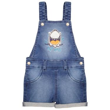 Imagem de Jardineira Infantil Look Jeans Curta Jeans Moletom - UNICA - 01-Masculino