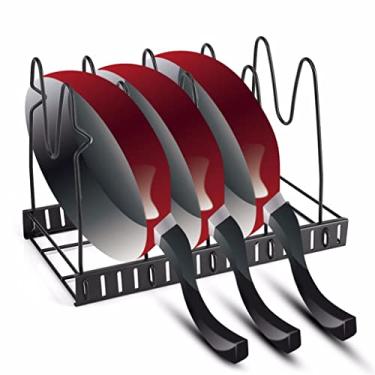 Imagem de Organizador de 5 camadas com tampa de frigideira, utensílios de cozinha, antiderrapante, prateleira, acessórios de armário