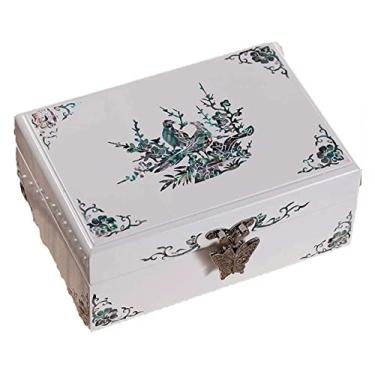 Imagem de Caixa de joias de madeira maciça organizadora de joias pequena caixa de armazenamento para anéis, brincos, colar, suporte de joias