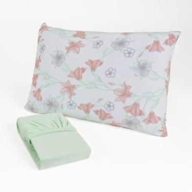 Imagem de Jogo de Cama Solteiro com Lençol de Elástico - Malha 100% Algodão, Confortável e Prático para Quartos Domésticos com Estilo Simples (Romance verde)