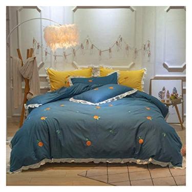 Imagem de Terno de 4 peças com fecho de zíper capa de colcha 220240 cm lençol de cama 245270 cm conjunto de lençóis tamanho queen 2 fronhas (cor: tamanho F: King) (B King)