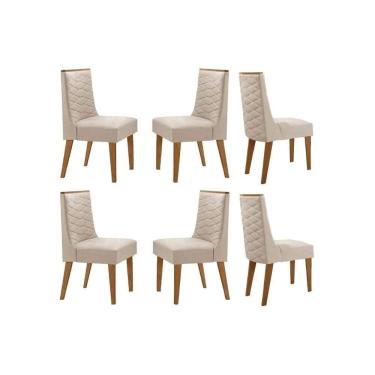 Imagem de Kit 6 Cadeiras Sala Jantar Dafne 6 Un Naturalle/Suede Creme - Rufato