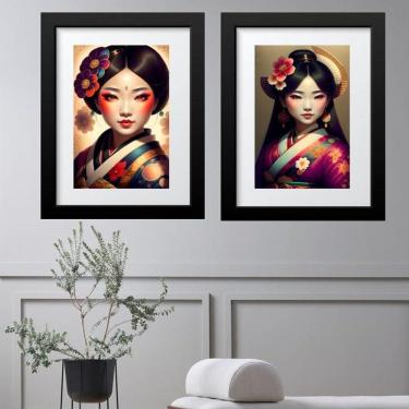 Imagem de Kit 2 Quadros Grandes Gueixas- 60X48Cm