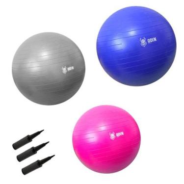 Imagem de Kit Bola Pilates Suiça Fisioterapia 55 65 75cm Odin Fit