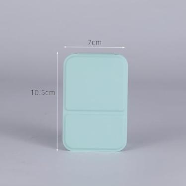 Imagem de Espelho de maquiagem portátil de couro sintético compacto dobrável para viagem, acampamento, escritório em casa (verde)