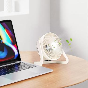 Imagem de Ventilador de mesa USB, ventilador de mesa pequeno portátil com inclinação ajustável, circulador de ar pessoal para viagens de escritório em casa, presente de mini ventilador (branco)