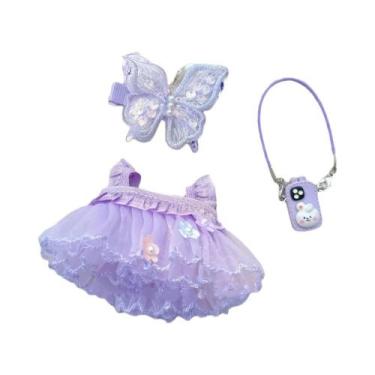 Imagem de Saia E Cardigã De Fada Borboleta Roxa Para Boneca Labubu De 17cm, Vest