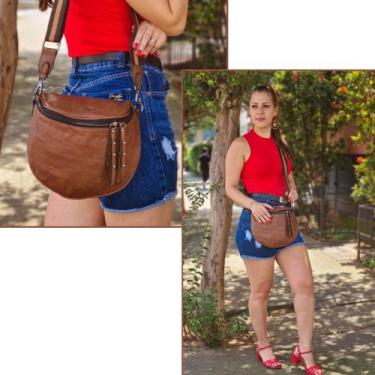 Imagem de Bolsa feminina transversal estilo pochete - Golden Fenix, M, Marrom