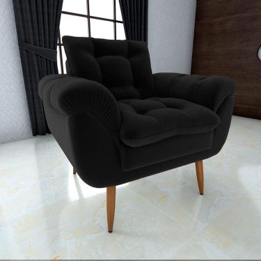 Imagem de Poltrona Decorativa Xangai 1 Lugar Veludo Inca Preto - Matrix
