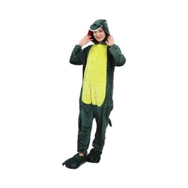 Imagem de Pijamas Kigurumi De Dinossauro Verde Para Mulheres E Homens, Pijamas D