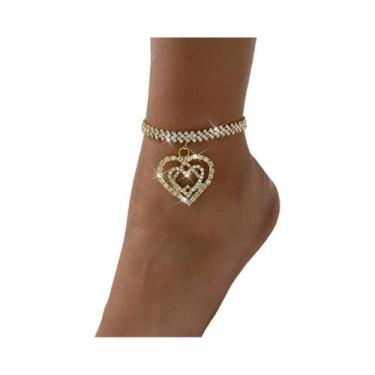 Imagem de Tornozeleira Feminina Moderna Com Corrente De Corações Duplos Para Fes