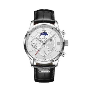 Imagem de Relógio Masculino De Quartzo Em Couro Marrom LIGE 2024 Luxuoso Esporti