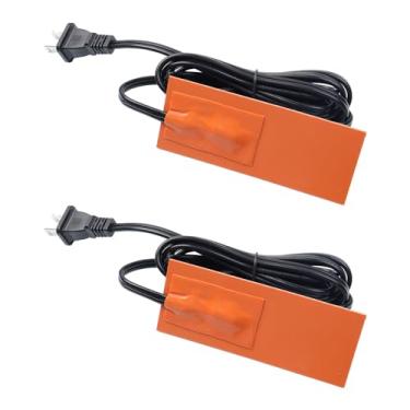 Imagem de Aquecedor de silicone para motor de carro de 5 x 12,7 cm - autoadesivo, 2 peças almofada de aquecedor de panela de óleo para carro caminhão almofada de aquecedor de panela de óleo para superfície de