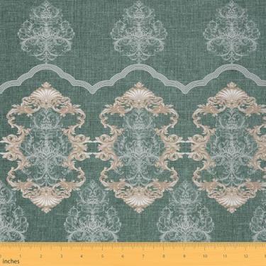 Imagem de jejeloiu Tecido Jacquard Damask da The Yard Tecido de estofamento verde sálvia para cadeiras 5 jardas de luxo Royal Sage Green Jacquard para projetos de bricolage em casa, decoração interna e externa