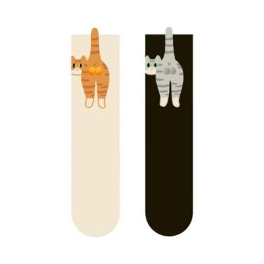 Imagem de Meias De Algodão 3D De Gato Preto E Branco, Respiráveis E Macias, Novi