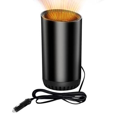 Imagem de Aquecedor de carro portátil de 12 V, desembaçamento de aquecimento rápido, aquecedor de carro que se conecta ao isqueiro 2 em 1 ajustável ventilador de aquecimento/ventilador de resfriamento (preto)