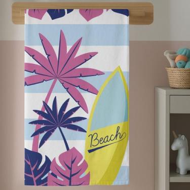 Imagem de Toalha Infantil Para Banho Menina Tema Praia Com Secagem Fácil Estampa