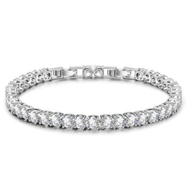 Imagem de BUMBLEBEE Pulseira feminina de tênis feita à mão, banhada a ouro 14K, zircônia cúbica italiana 5A de 12,96 quilates, hipoalergênica, ajustável de 15 a 19 cm, presente de aniversário, dia dos namorados