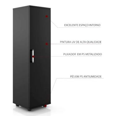 Imagem de Armário Organizador Multiuso para Cozinha, Lavanderia, Sapateira - Móveis Multiuso com 1 Porta e 2 Prateleiras(Preto)