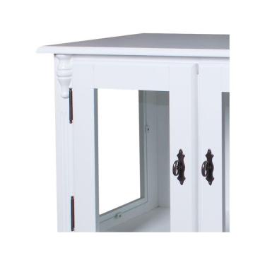 Imagem de Cristaleira Baixa Lateral 2 Portas de Vidro 1 Gaveta Branca