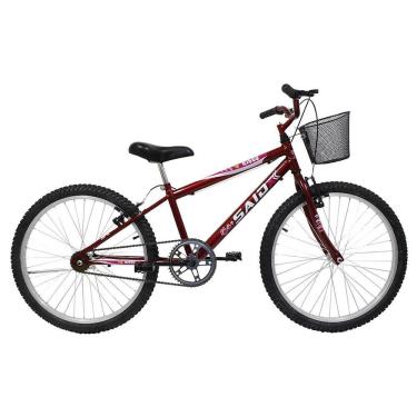 Imagem de Bicicleta Aro 24 Feminina Mono Sem Marcha Com Cesta Saidx Vermelho