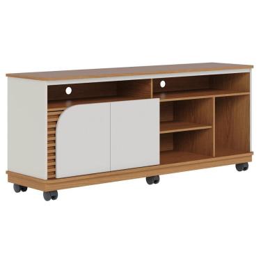 Imagem de Rack Para Sala Bancada De Tv 65 Pol 150cm Madrid C05 Freijó/off White Matte - Mpozenato